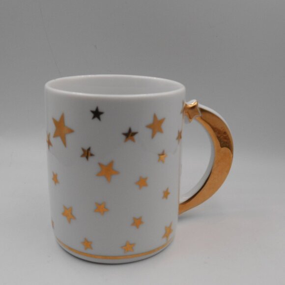 VINTAGE C & R STARS WHITE & GOLD WITH STAR DREAM WISH DESIGN COFFEE TEA MUG CUP - Picture 1 of 8